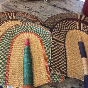 2 african woven beautiful fans